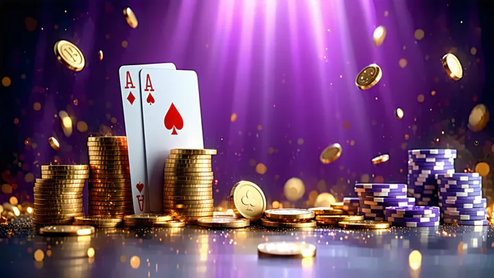 Poker Texas Hold'em artwork - pocket aces leaning on stacks of gold chips